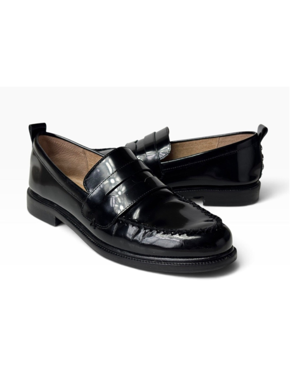 Kelsi Dagger Brooklyn Logan Black Patent Leather Penny Loafers Women’s Size 9 M